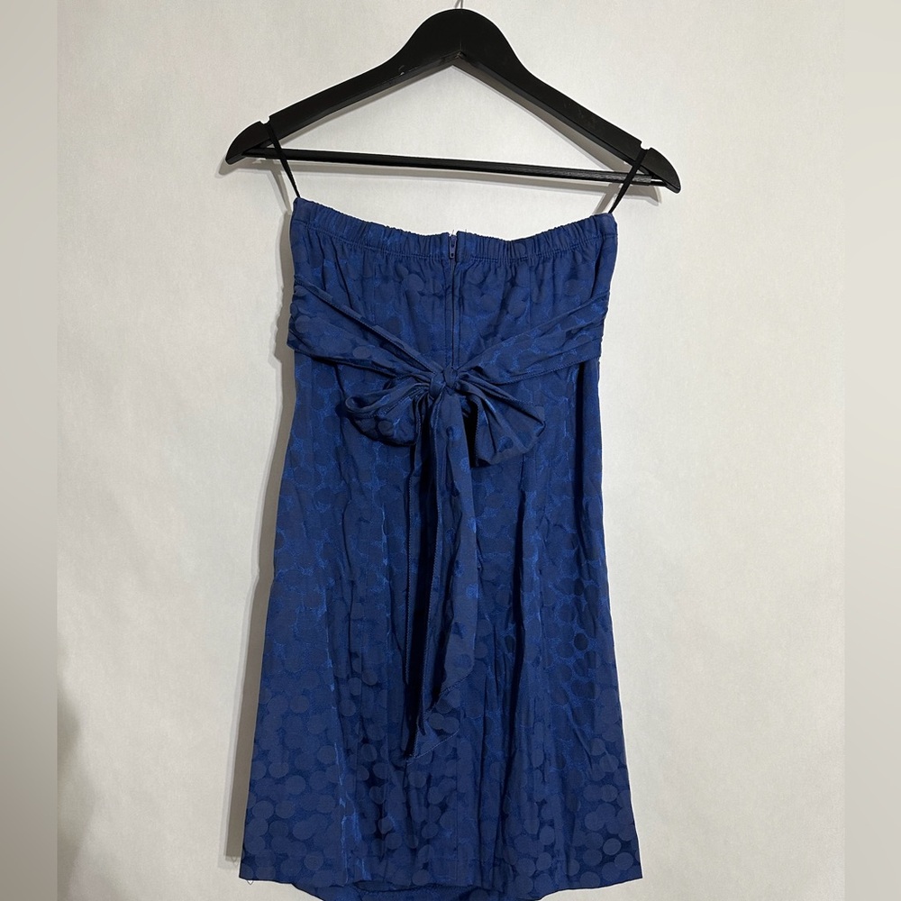 Ruby Rox Blue Strapless Bow-Back Polka Dot Party … - image 4